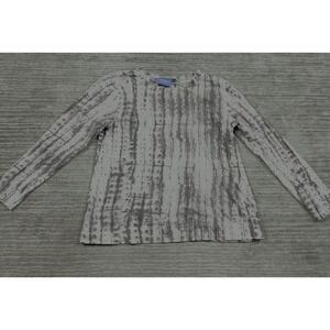 Simply Vera Wang Top Womens Petite‎ Large Gray Long Sleeve 100% Cotton